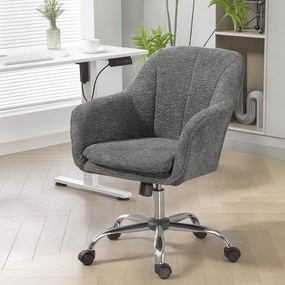 Cadeira de escritório ergonómica com regulação de altura, cadeira giratória cinzenta