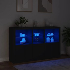 Aparador com luzes LED 162x37x100 cm preto