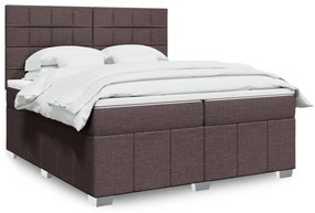 vidaXL Cama com molas/colchão 200x200 cm tecido castanho-escuro