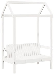 Conj. de cama e banco c/ telhado 100x200 cm pinho maciço branco