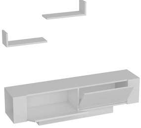 Móvel de TV "Ekol" com Prateleiras de Parede – Branco - 150x31.5x40 cm