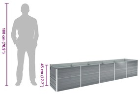 Canteiro elevado jardim aço galvanizado 400x80x45 cm cinzento