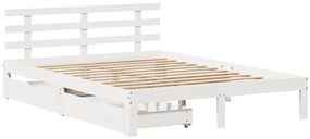 Estrutura de cama c/ gavetas 120x200 cm pinho maciço branco