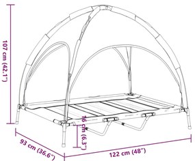 Cama para cães com toldo tecido oxford e aço antracite