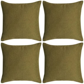 vidaXL Capa almofada 4 pcs, aspeto linho, verde 50x50 cm
