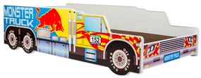 Cama infantil 140x70 - Monster Truck Multicolorido - colchão e estrado incluído