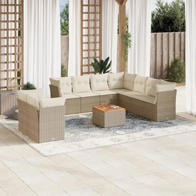 vidaXL 11 pcs conjunto sofás de jardim c/ almofadões vime PE bege