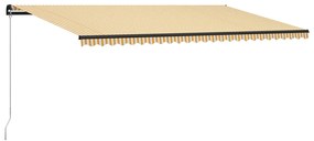 vidaXL Toldo retrátil manual 600x300 cm amarelo e branco