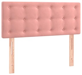 Cama box spring c/ colchão/LED 100x200 cm veludo rosa