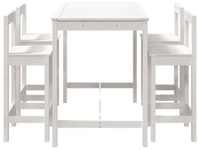 5 pcs conjunto de bar para jardim pinho maciço branco