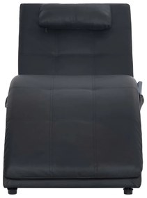 Chaise longue de massagem c/ almofada couro artificial preto