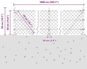Conjunto de Postes de Cerca Prateado 10 m x 0.4 m