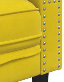 2 pcs conjunto de sofás chesterfield com rolos veludo amarelo