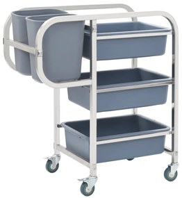Carrinho de cozinha com recipientes de plástico 82x43,5x93 cm