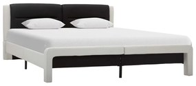 Estrutura de cama 160x200 cm couro artificial branco e preto