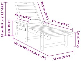 Espreguiçadeira Azul-marinho 53x162x98,5 cm HDPE