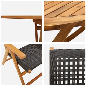 Conjunto de Jantar de Jardim de 5 Peças vidaXL Preto em Madeira Maciça