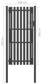 Portão de cerca para jardim 1x2,5 m aço antracite