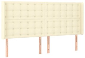 Cabeceira cama c/ LED 203x16x118/128 cm couro artificial crème