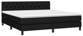 Cama box spring c/ colchão e LED 160x200 cm tecido preto