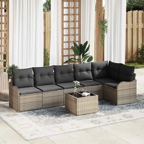 vidaXL Sofá Modular de 6 Peças para Jardim com Almofadas em Polyrattan Preto