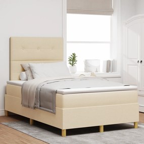 Cama Box Spring com Colchão Creme 120x200 cm Tecido