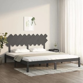 3104885 vidaXL Estrutura de cama super king 180x200 cm cinzento madeira maciça