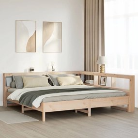vidaXL Cama com estante sem colchão 200x200 cm pinho maciço
