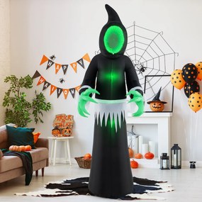 Fantasma insuflável gigante do Halloween de 245 cm com luzes LED incorporadas e rosto espelhado para festas no interior e exterior
