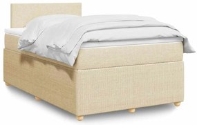 vidaXL Cama boxspring com colchão 120x190 cm tecido cor creme