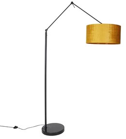 Candeeiro de pé moderno preto com cúpula dourada 50 cm - Editor Moderno