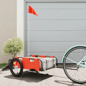 vidaXL Reboque de bicicleta tecido oxford/ferro laranja