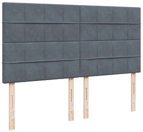 Cama com molas/colchão 200x200 cm veludo cinzento-escuro