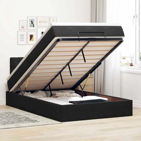 Estrutura de cama otomana com colchão 120x200 cm veludo preto
