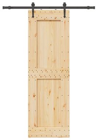 Porta de correr com ferragens 70x210 cm madeira de pinho maciça