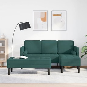 vidaXL Conjunto de Sofá 2 peças com Almofadas Tecido Verde Escuro
