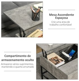 HOMCOM Mesa de Centro Elevável Mesa de Café Versátil com Armazenamento