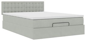 Estrutura de cama otomana com colchão 140x200 cm cinzento claro