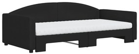 Sofá-cama com gavetão e colchões 100x200 cm tecido preto