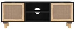 Móvel de TV 105x30x40 cm pinho maciço/vime natural preto