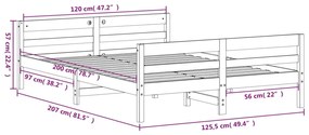 Estrutura de cama com cabeceira 120x200 cm pinho maciço branco