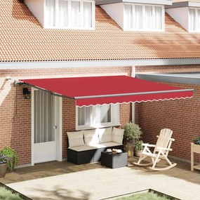 Toldo Retrátil Automático com LED Vermelho 400x300 cm