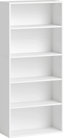 HOMCOM Estante de 5 Níveis Estante para Livros com 2 Prateleiras Ajustáveis para Sala de Estar Escritório Quarto 60x24x133,5 cm Branco | Aosom Portugal