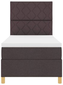 Cama Box com Colchão Castanho Escuro 100x200 cm Tecido