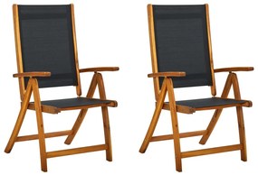 vidaXL Cadeiras de jardim dobráveis 2 pcs acácia maciça e textilene