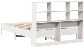 Cama com estante sem colchão 160x200 cm pinho maciço branco