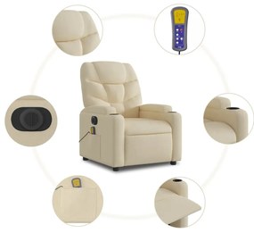 Poltrona elétrica elevatória massagens tecido creme