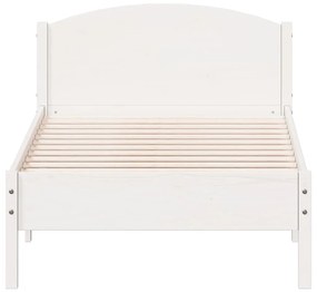 Estrutura de cama com cabeceira 100x200cm pinho maciço branco