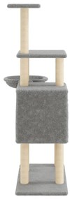 Árvore p/ gatos c/ postes arranhadores sisal 131 cm cinza-claro