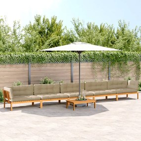 vidaXL 6 pcs conj. sofás paletes p/ jardim c/ almofadões acácia maciça